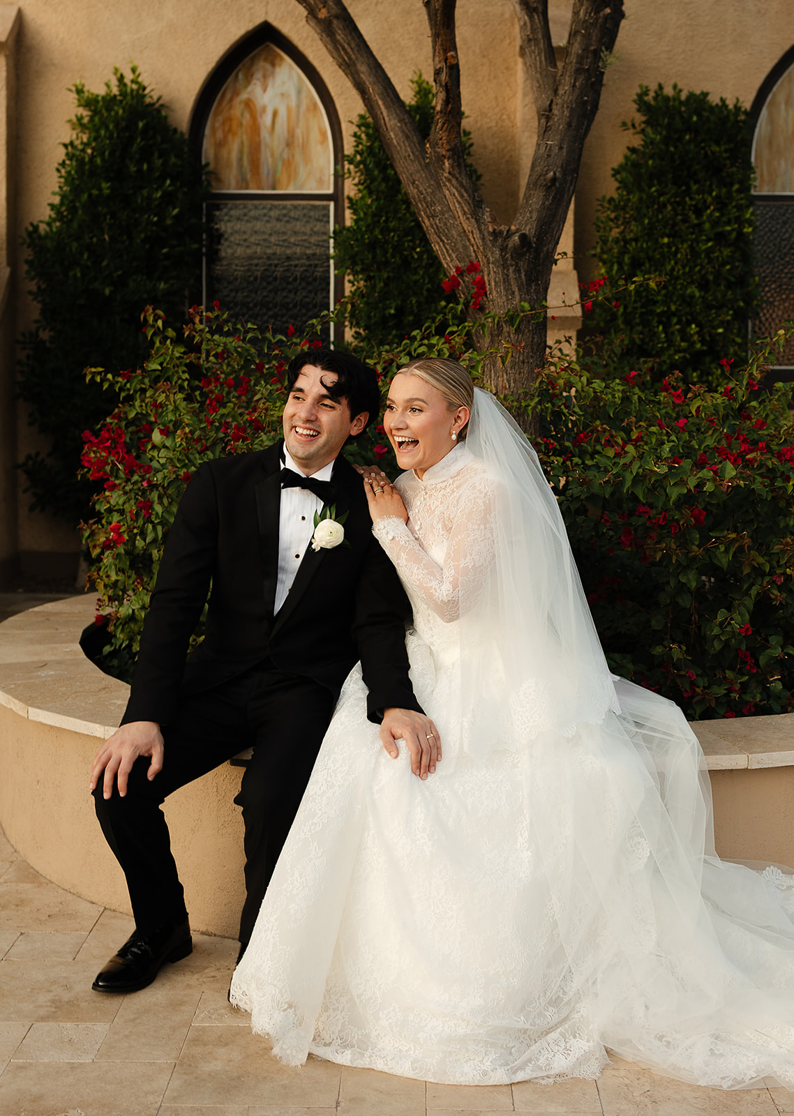 Golden hour portraits of bride and groom in Phoenix, Arizona. 