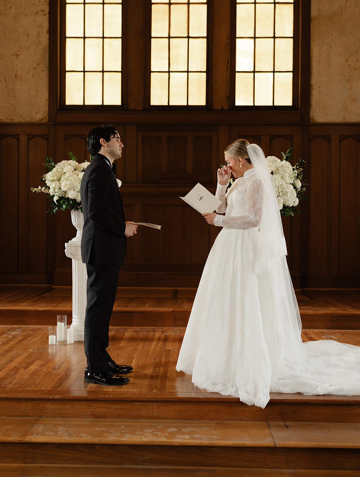 Private vow reading between bride and groom at The Woodland in Phoenix. 