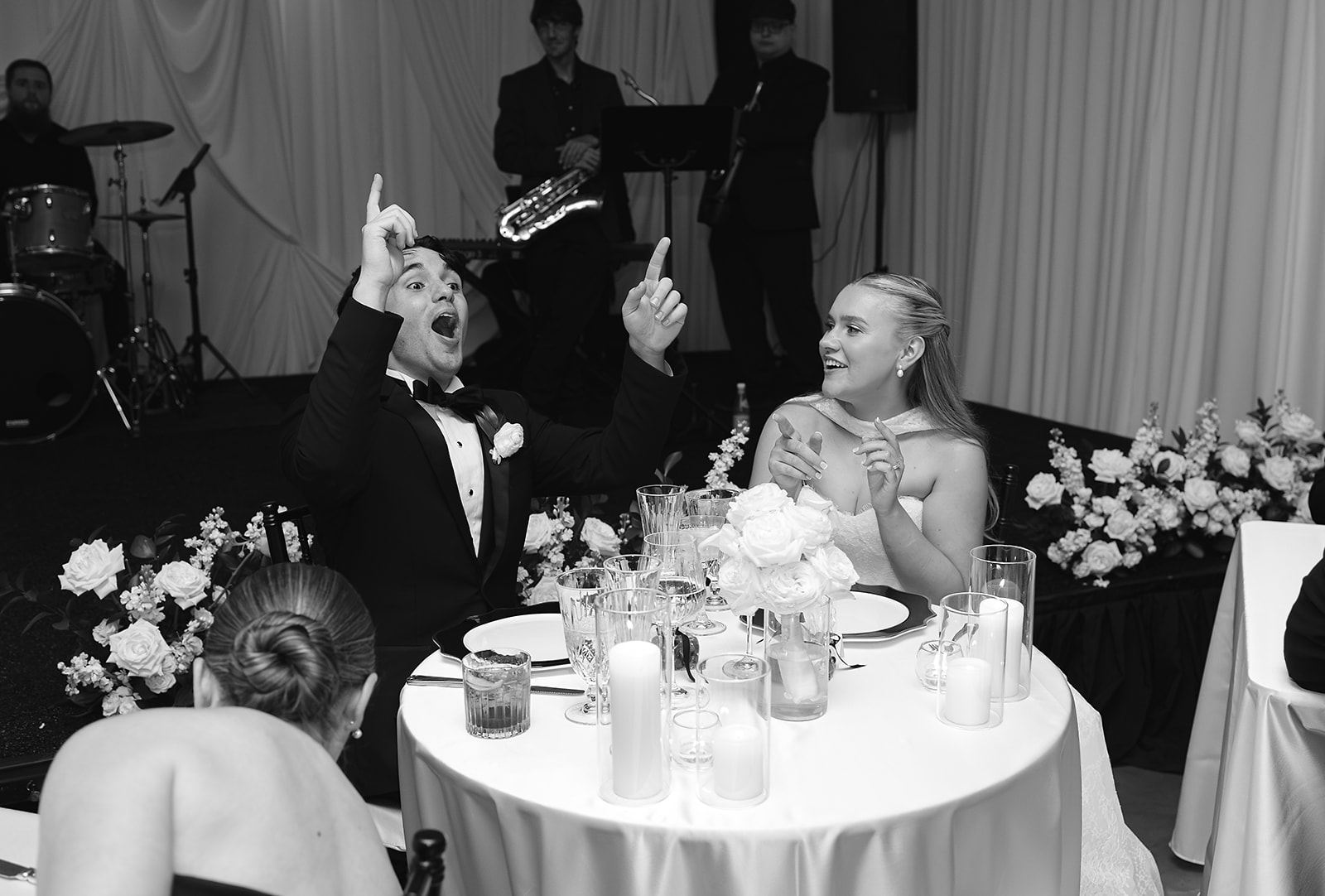 Wedding toasts during downtown Phoenix wedding reception. 
