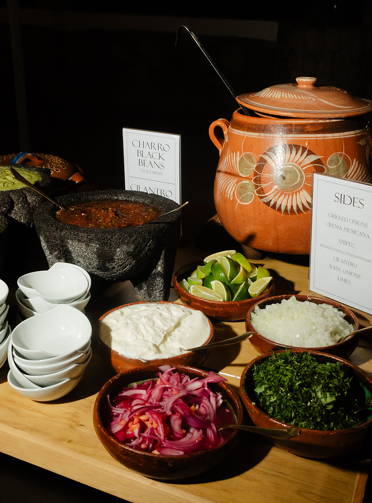 Street taco cooking station at destination wedding reception in Mexico