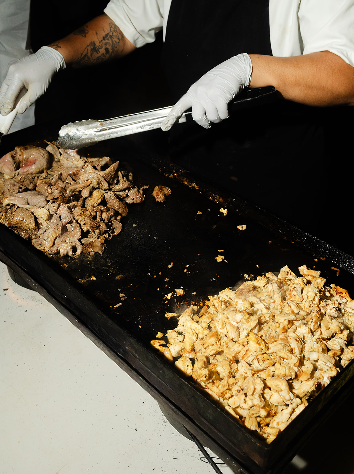 Live cooking station at private villa wedding in Mexico