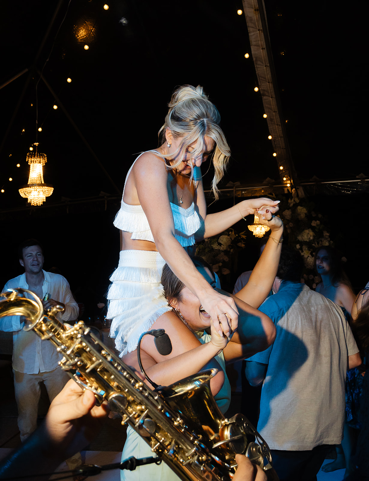 Bride second look dancing at wedding reception