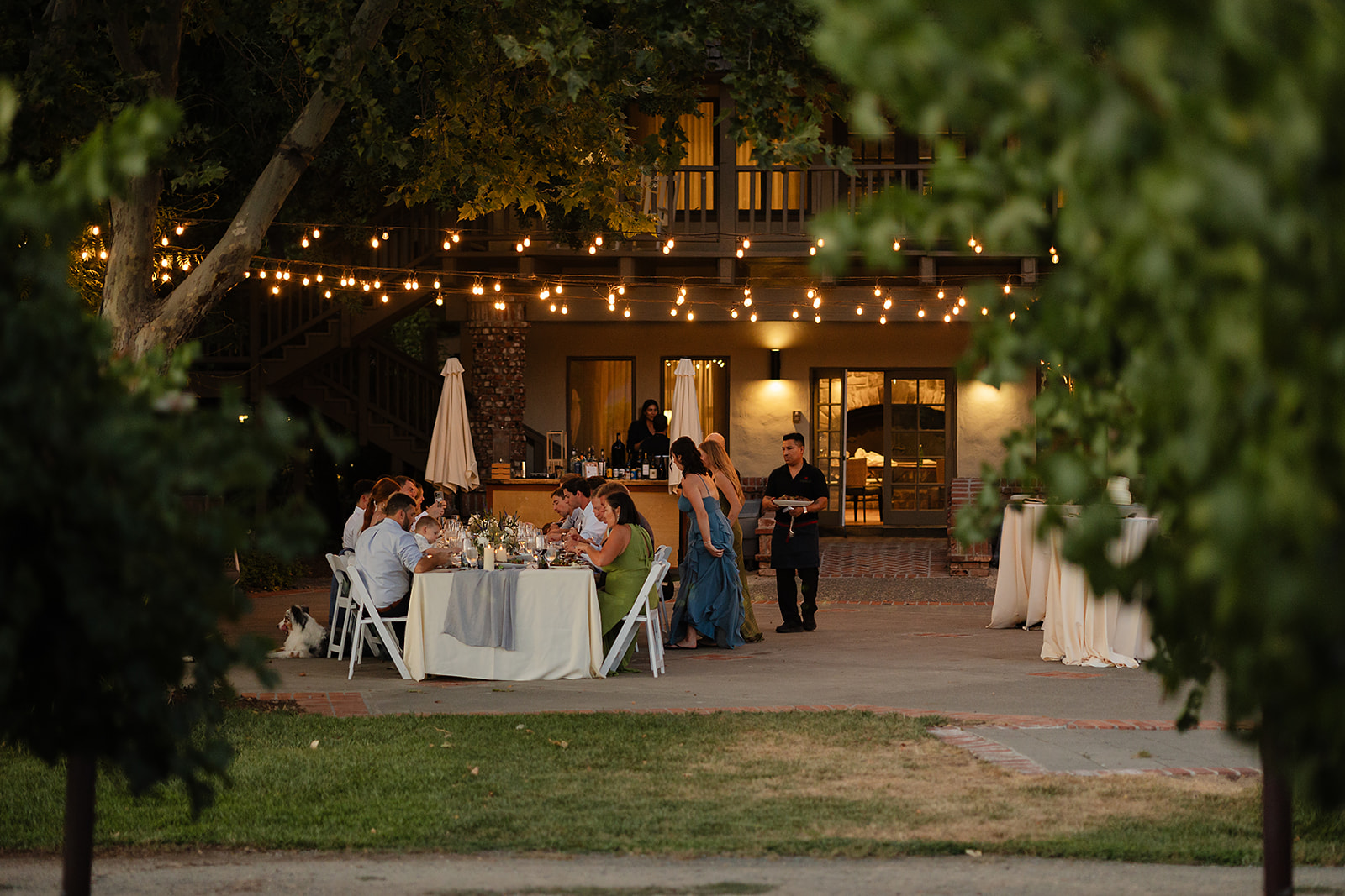 Elevated outdoor dinner setup at Harvest Inn Napa Valley wedding